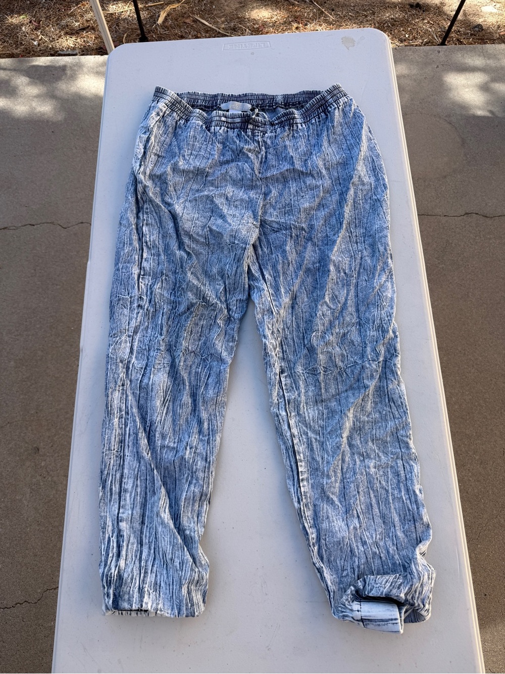 Vintage 1980s Relaxed Fit Acid Wash Linen Cropped Pants